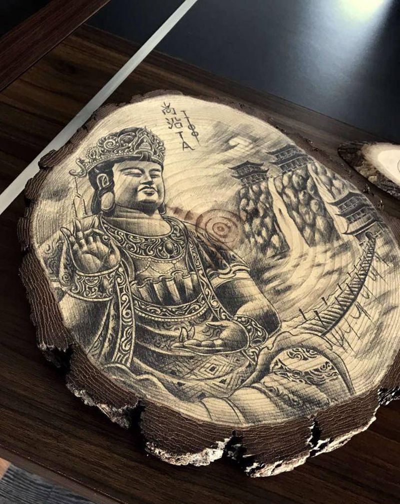 原创木板画集合纹身图片_新传统纹身图案