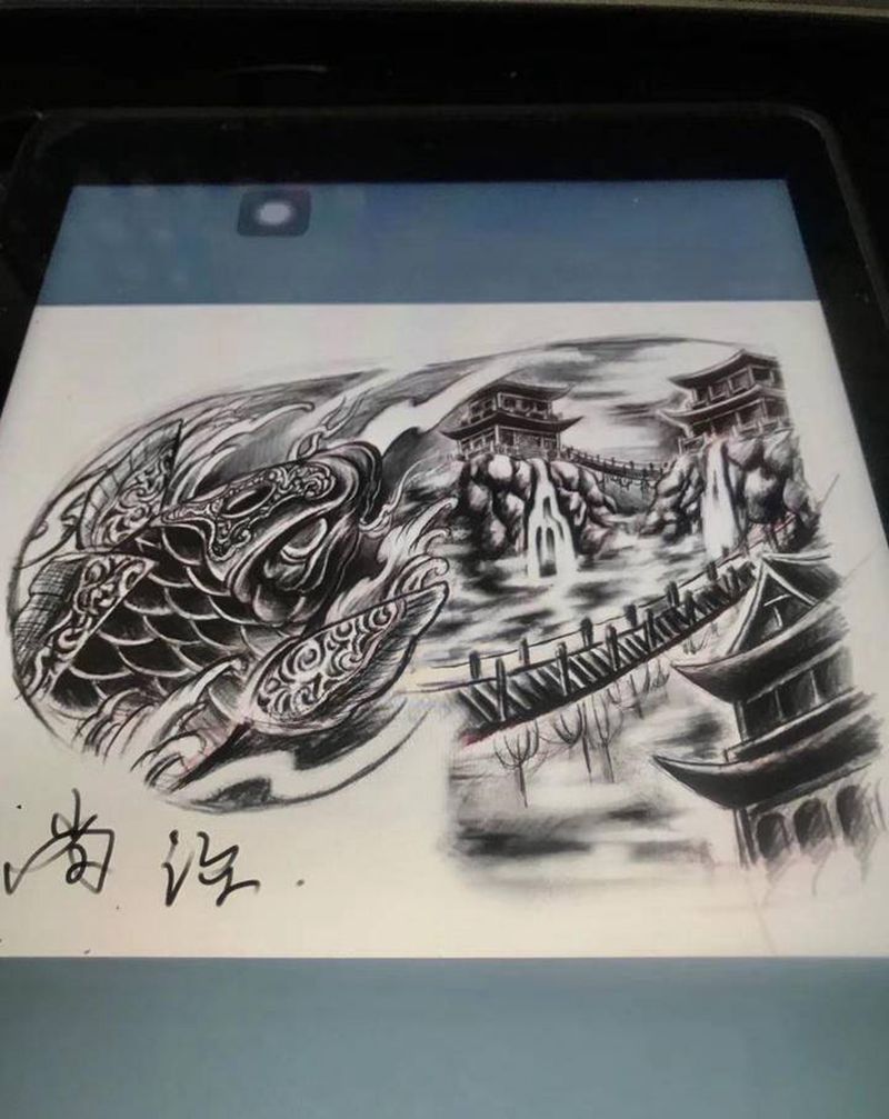 原创半甲纹身图片_新传统纹身图案