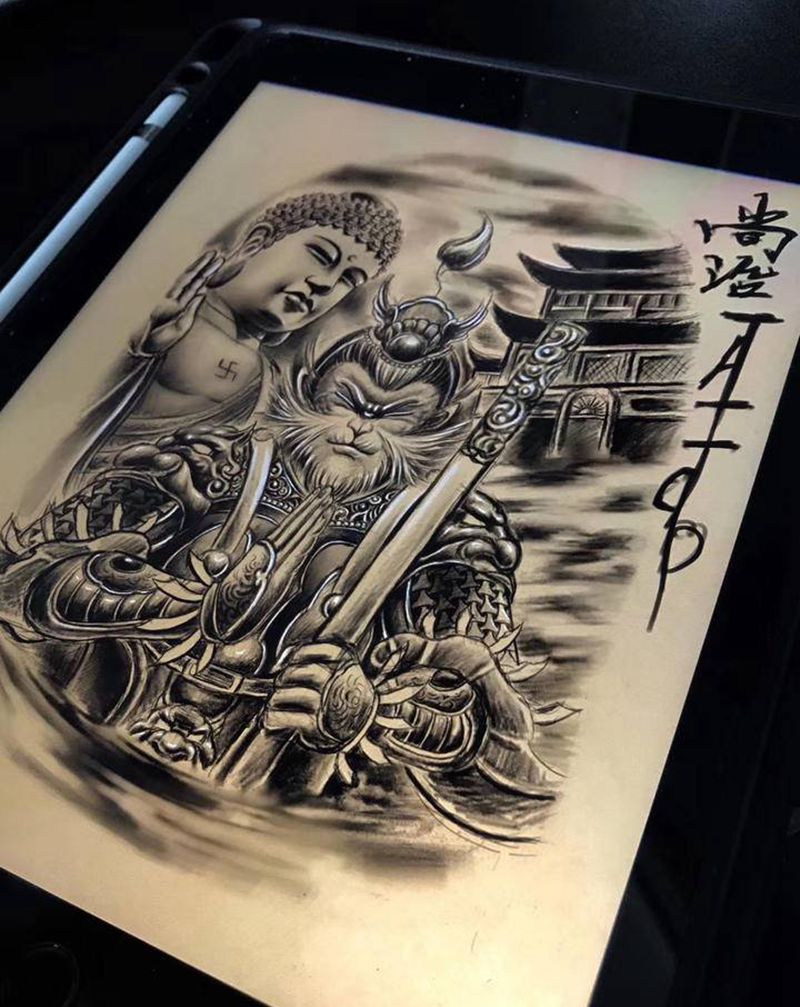 皈依佛门纹身图片_新传统纹身图案