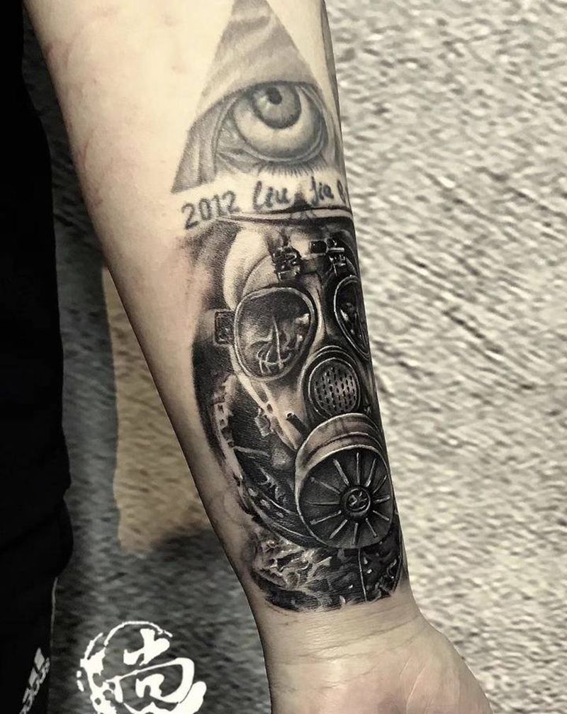 面具遮盖纹身图片_欧美写实纹身图案