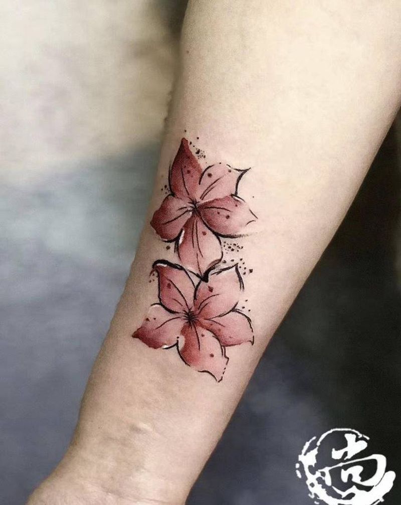 花纹身图片_手臂水彩纹身图案