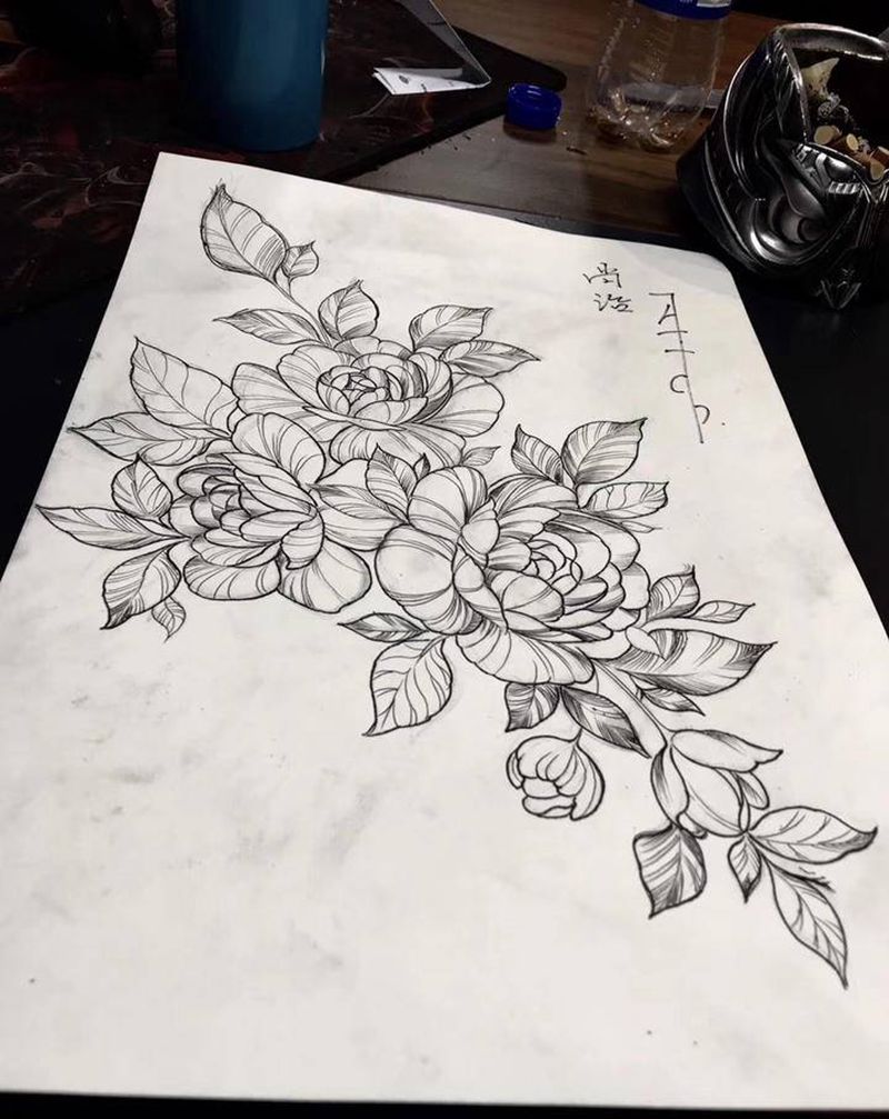 原创素花纹身图片_手臂几何纹身图案