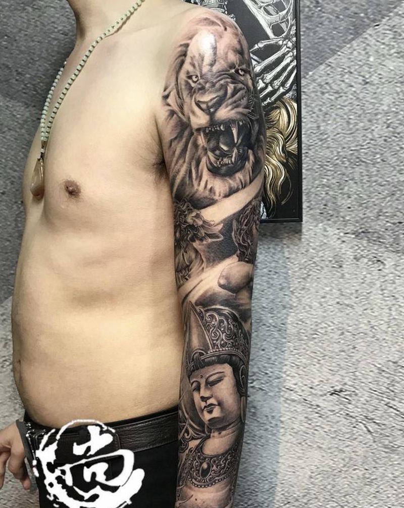 原创花臂纹身图片_手臂新传统纹身图案