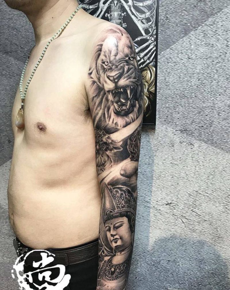 原创花臂纹身图片_手臂新传统纹身图案