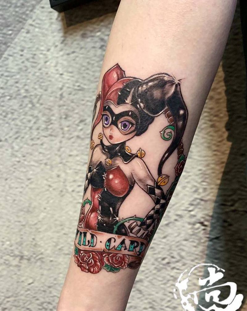 小丑女纹身图片_手臂New School纹身图案