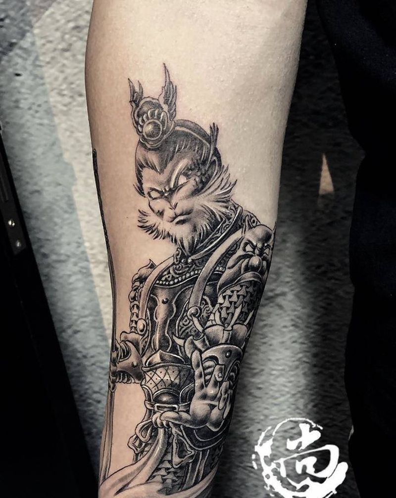 原创大圣纹身图片_手臂新传统纹身图案