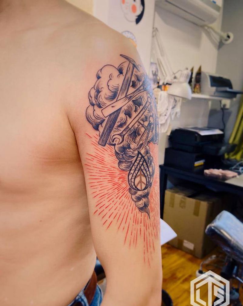 工具纹身图片_手臂纹身图案