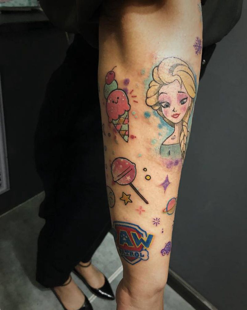 卡通纹身图片_手臂New School纹身图案