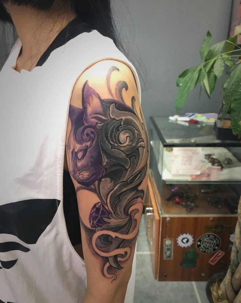 遮盖纹身图片_臀部欧美写实纹身图案