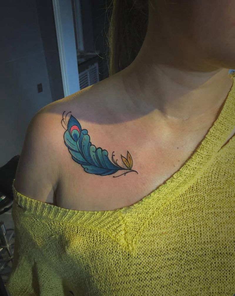 小清新纹身图片_臀部胸部点刺New School纹身图案