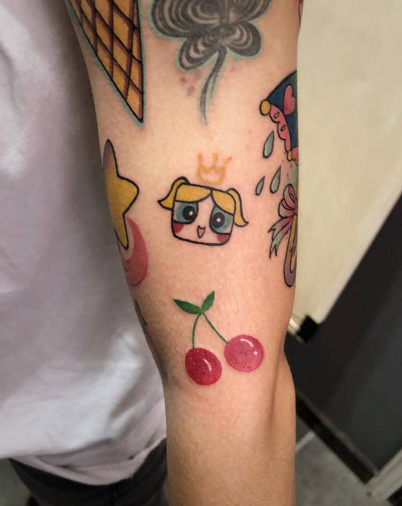 彩色拼接纹身图片_手臂New School纹身图案