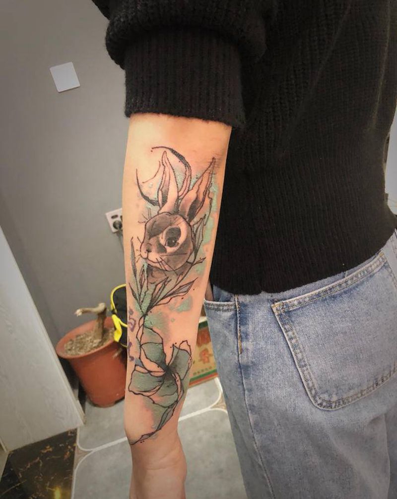 水彩纹身图片_手臂水彩纹身图案