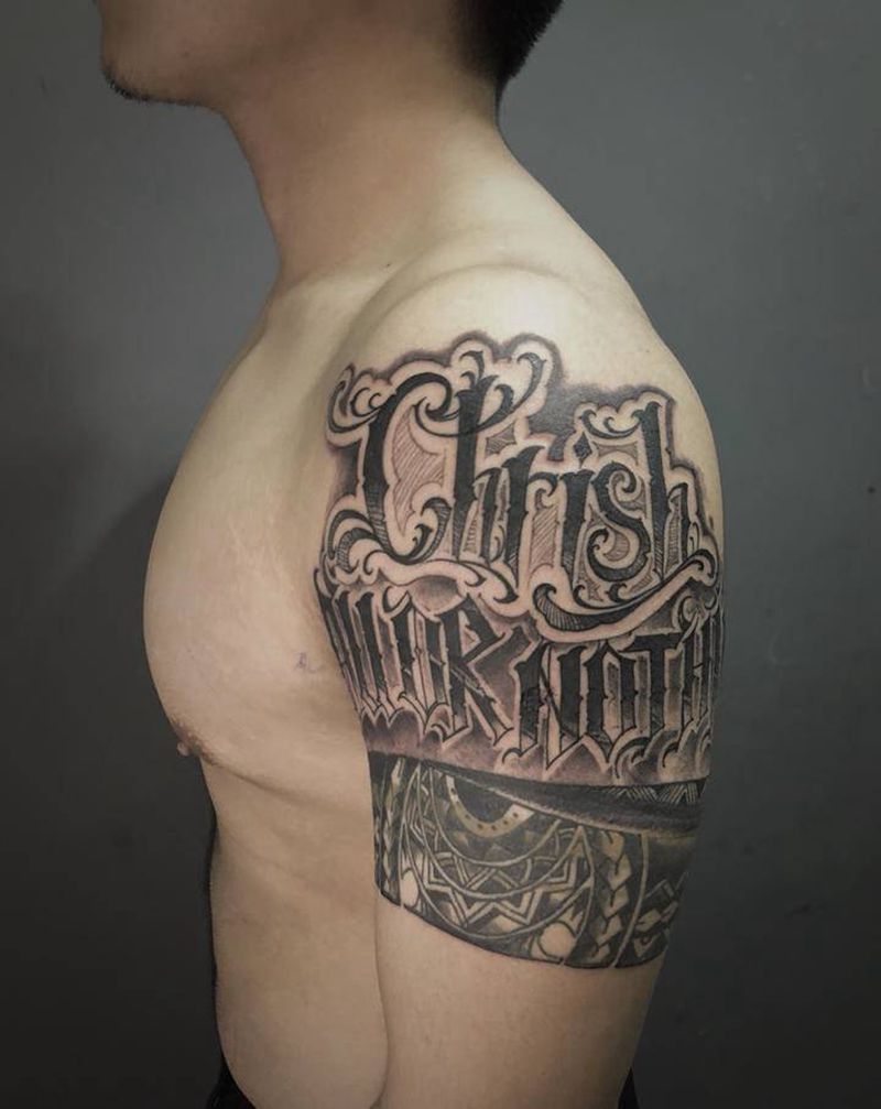 花体字纹身图片_手臂花体字纹身图案