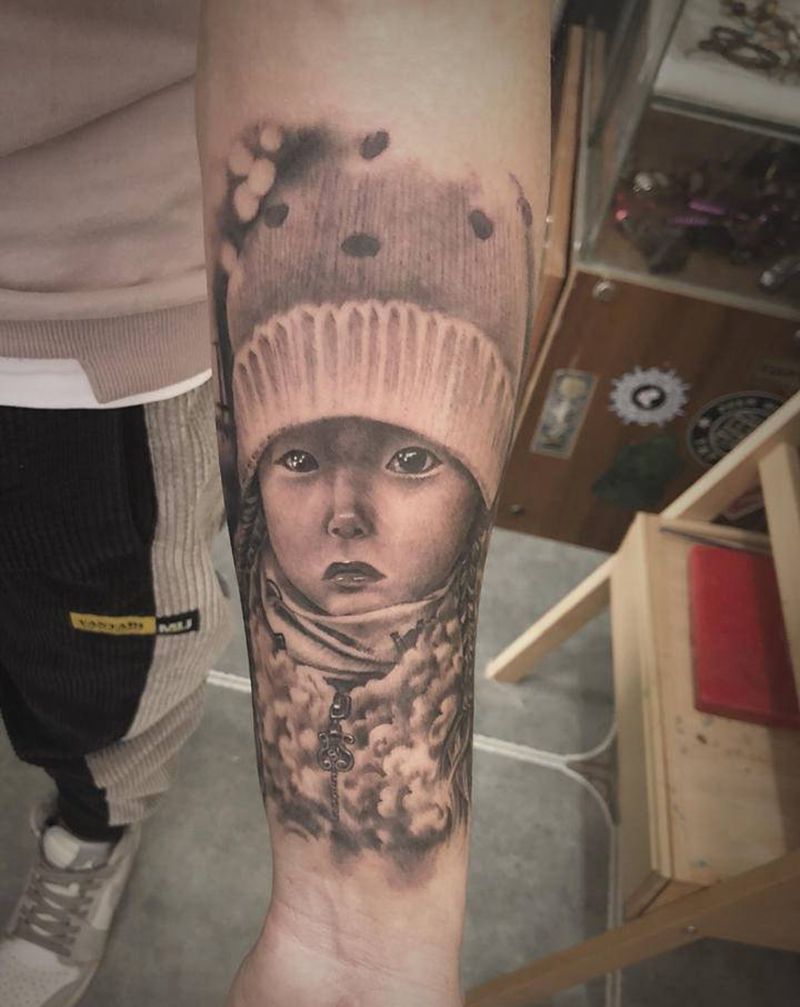 肖像纹身图片_手臂欧美写实纹身图案