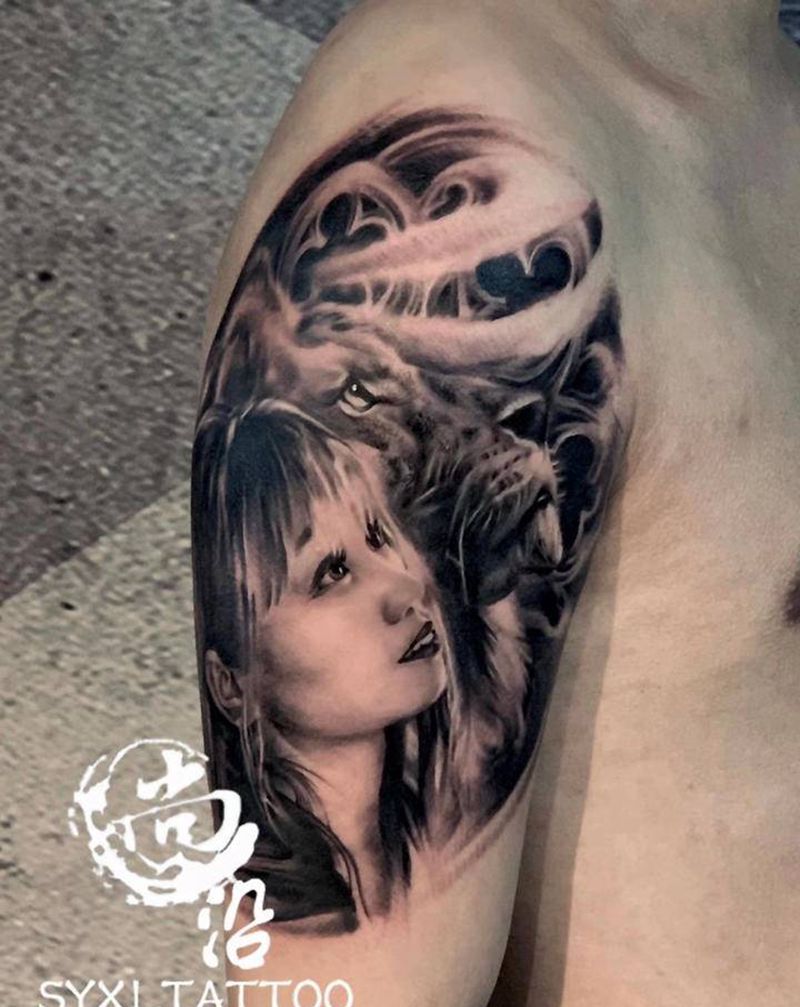 进入殿堂纹身图片_手臂欧美写实纹身图案