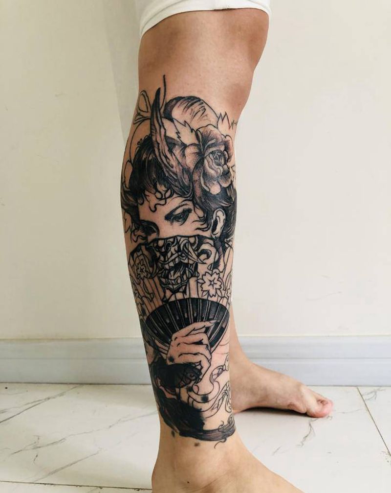 今日纹身图片_腿部纹身图案