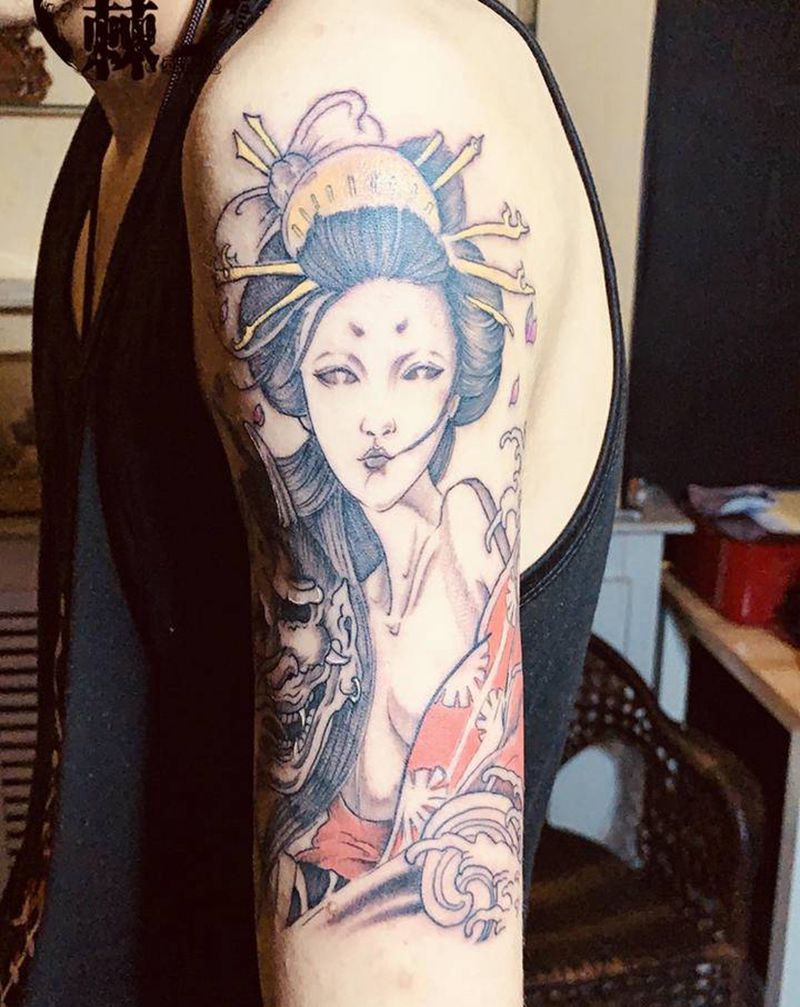 艺伎纹身图片_手臂纹身图案