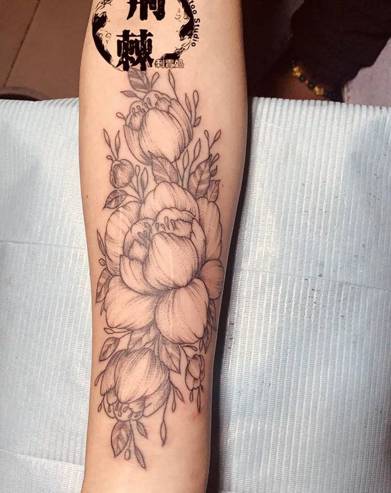 素花纹身图片_手臂纹身图案