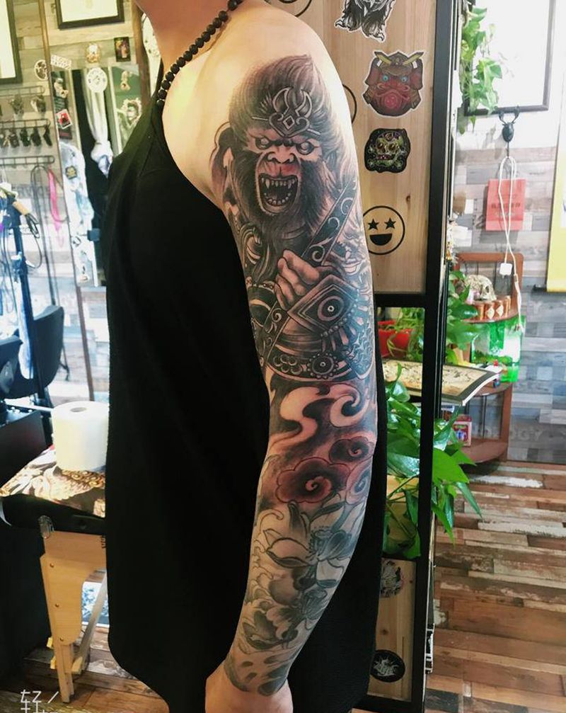 花臂，纹身图片_手臂新传统纹身图案