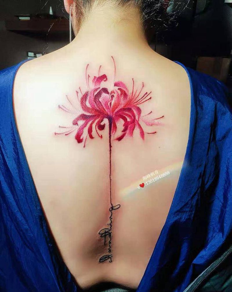 彼岸花纹身图片_背部纹身图案