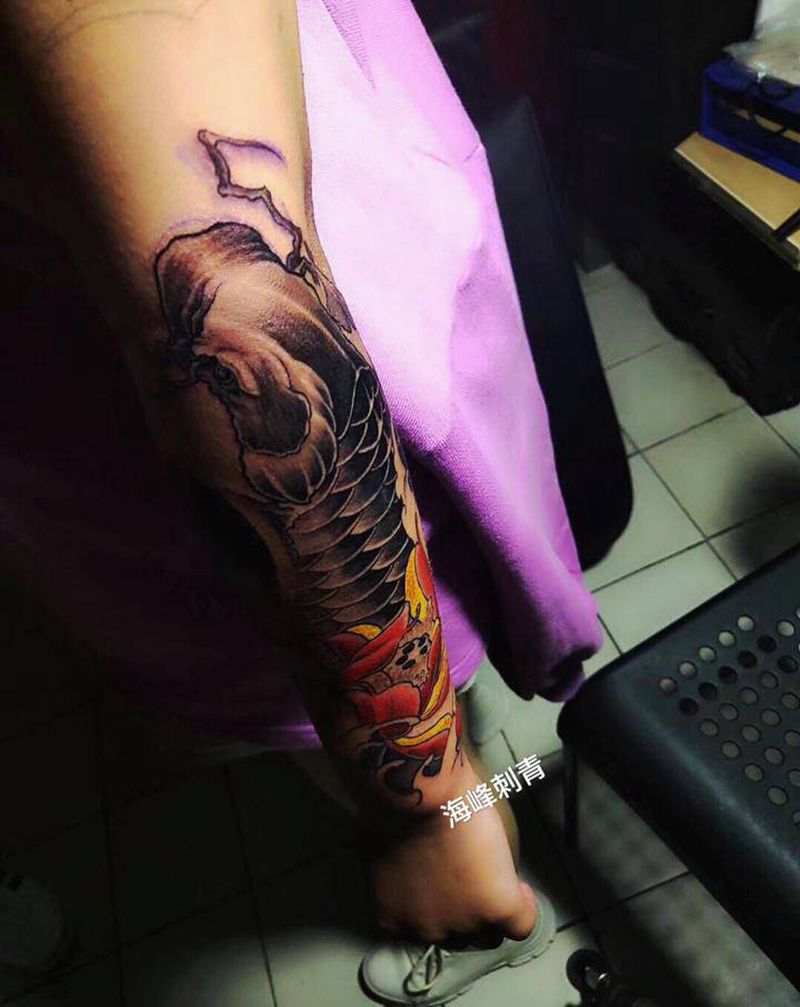 鱼纹身图片_手臂纹身图案