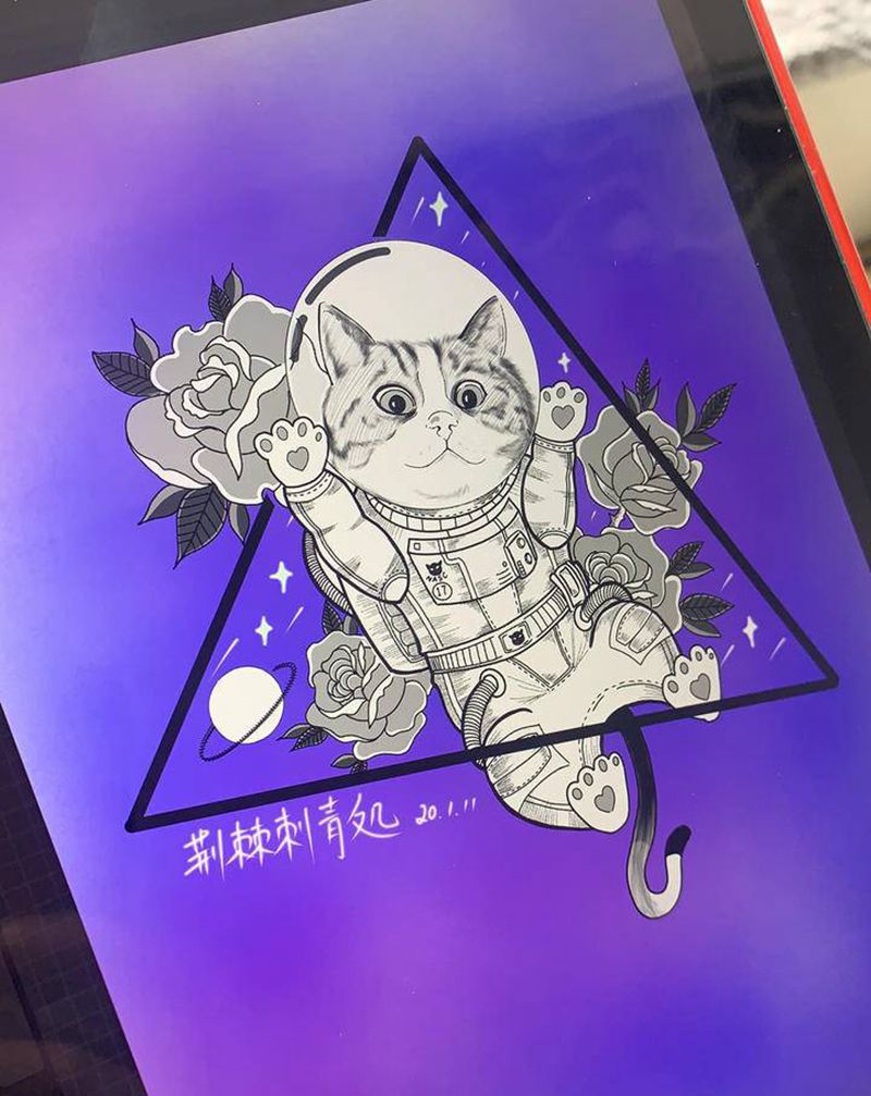 客稿纹身图片_背部New School纹身图案