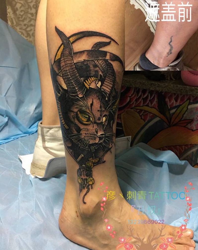 遮盖纹身图片_腿部纹身图案