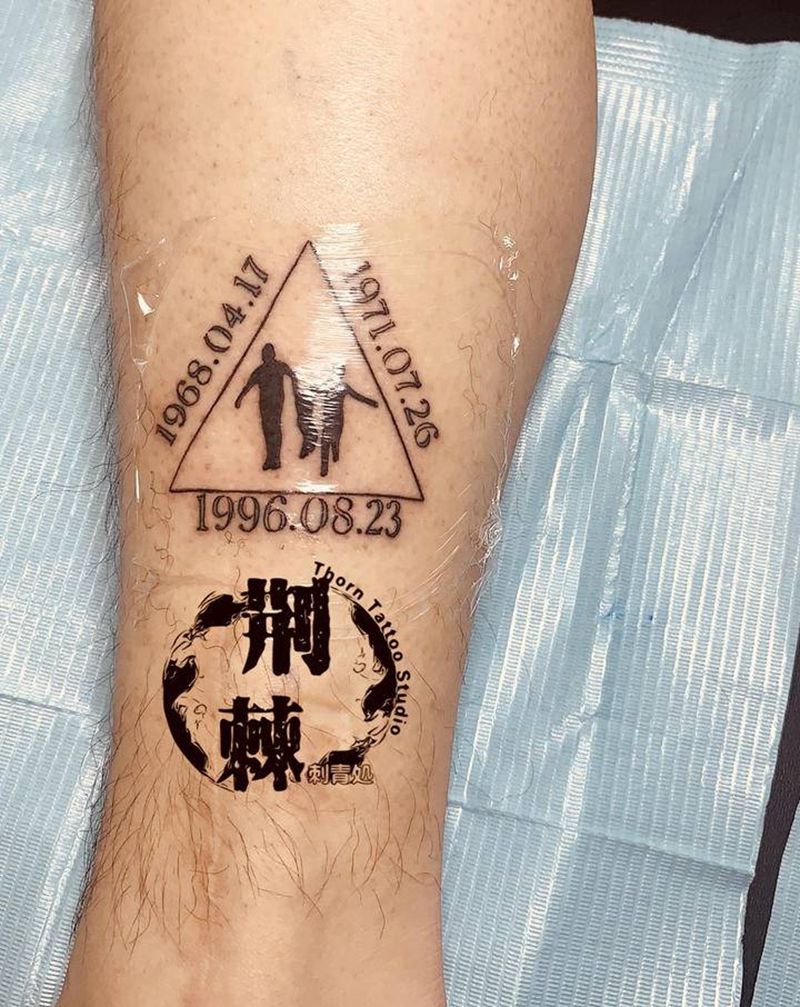 家纹身图片_腿部几何纹身图案