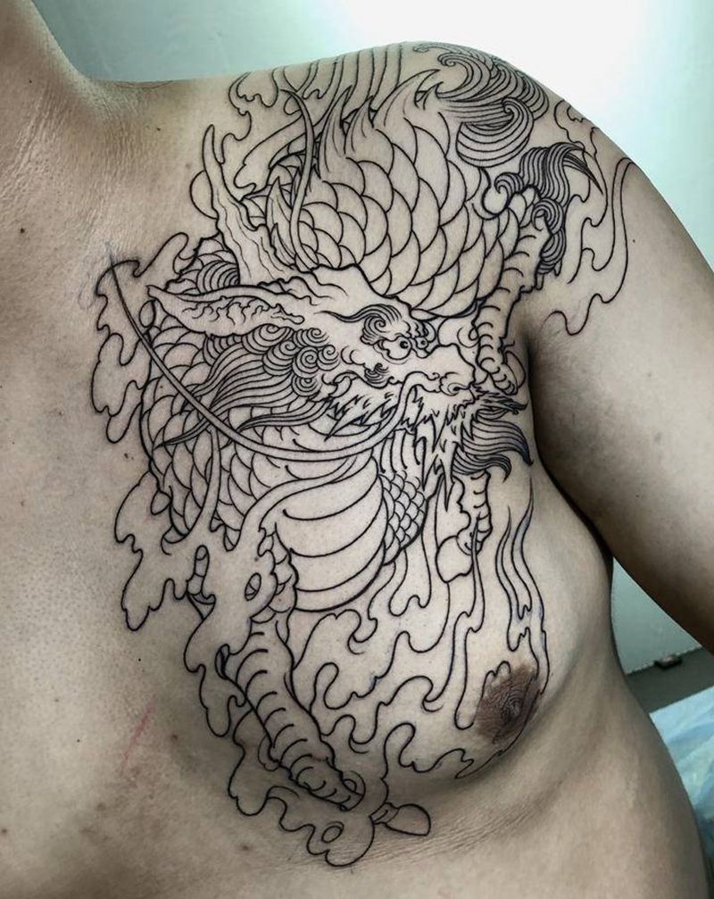 麒麟纹身图片_胸部新传统纹身图案