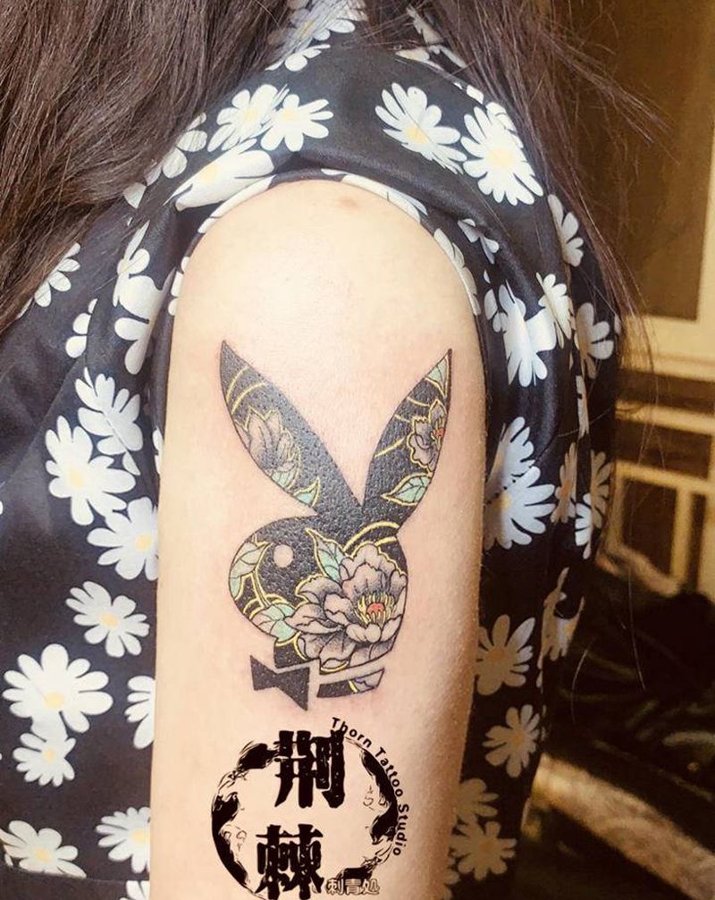 花花公子纹身图片_手臂水彩纹身图案
