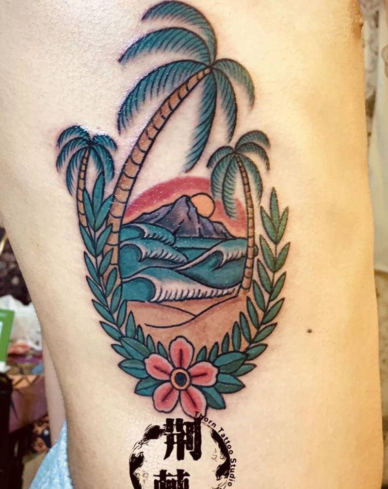 oldschool纹身图片_腰部Old School纹身图案