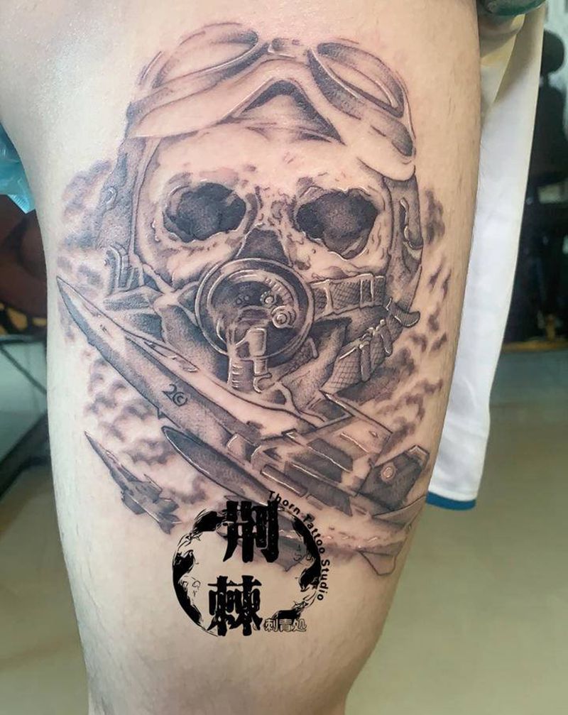 ✈️纹身图片_腿部欧美写实纹身图案