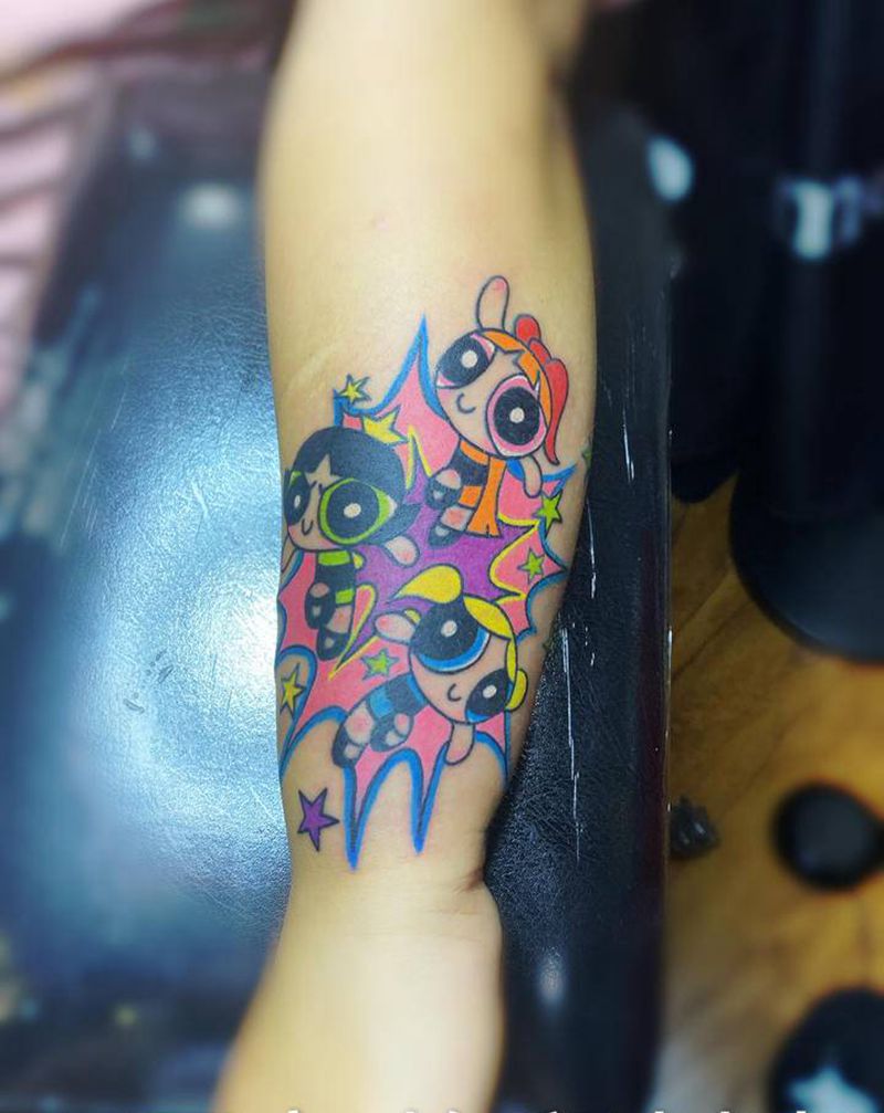 飞天小女警纹身图片_手臂Old School纹身图案