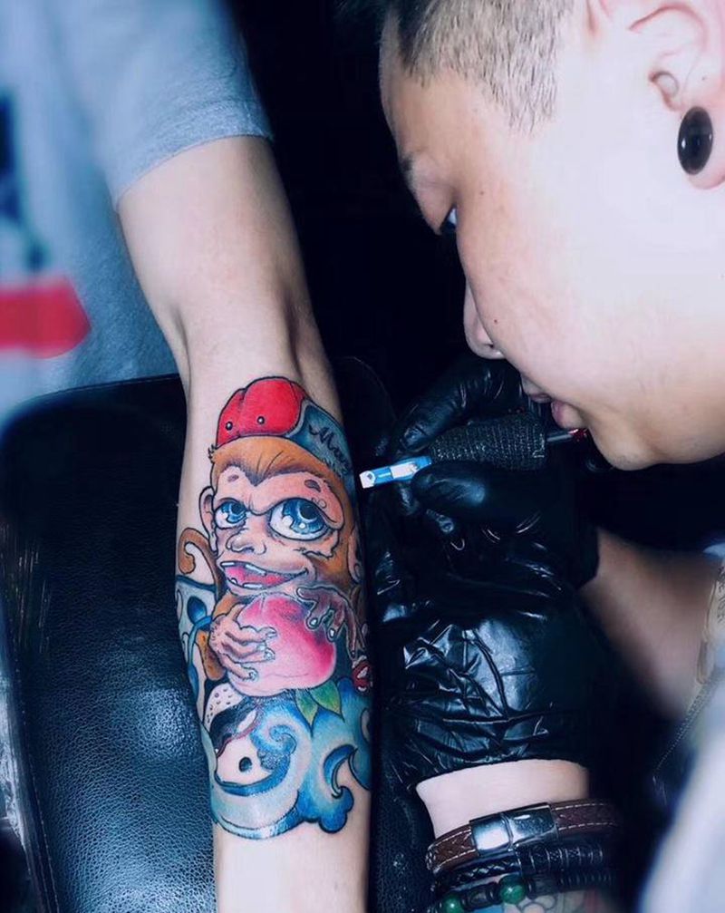 悟空纹身图片_手臂New School纹身图案