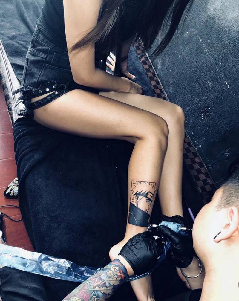 动漫纹身图片_腿部纹身图案