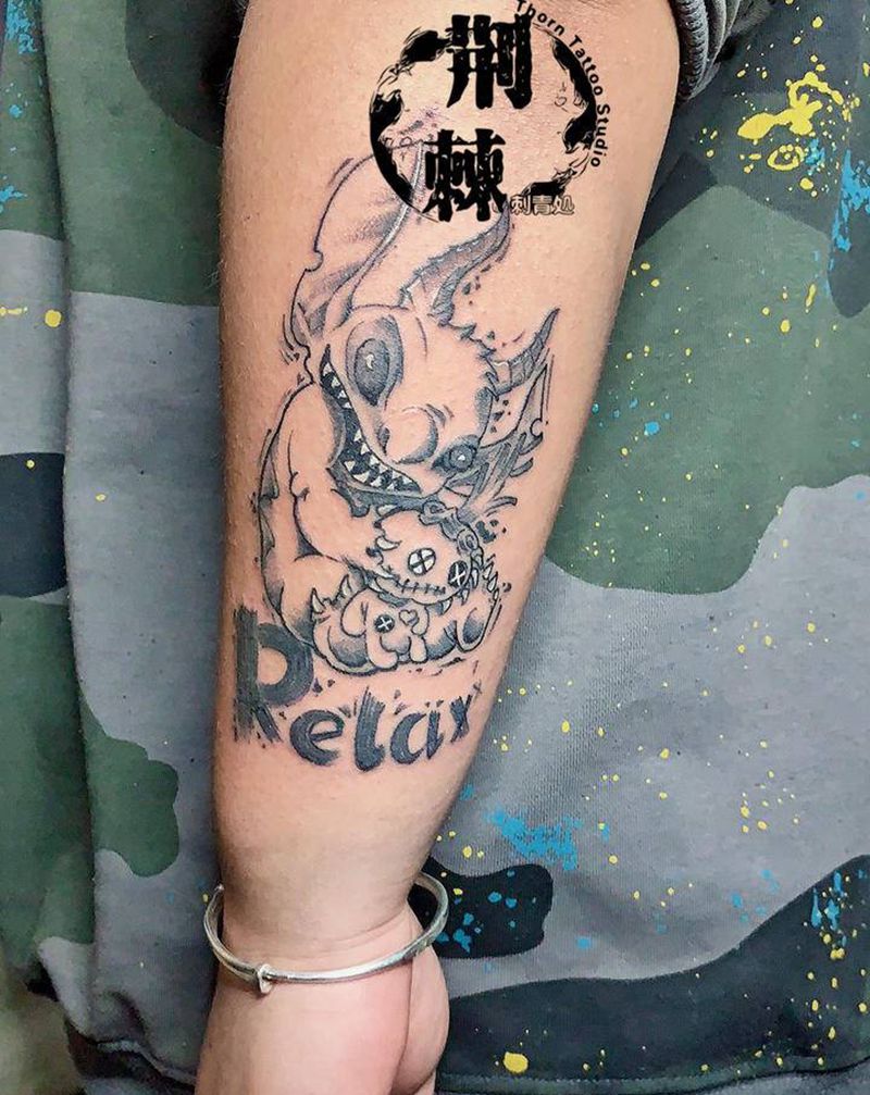 小恶魔史迪仔纹身图片_手臂New School纹身图案
