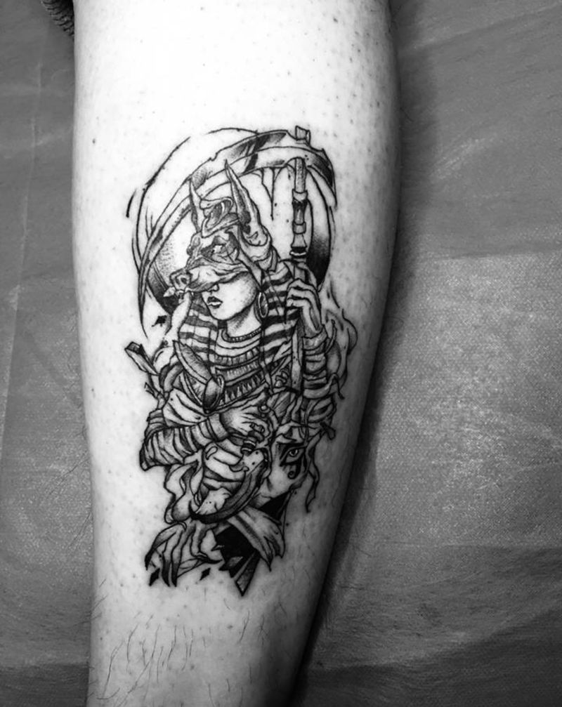 徒弟新作纹身图片_腿部纹身图案