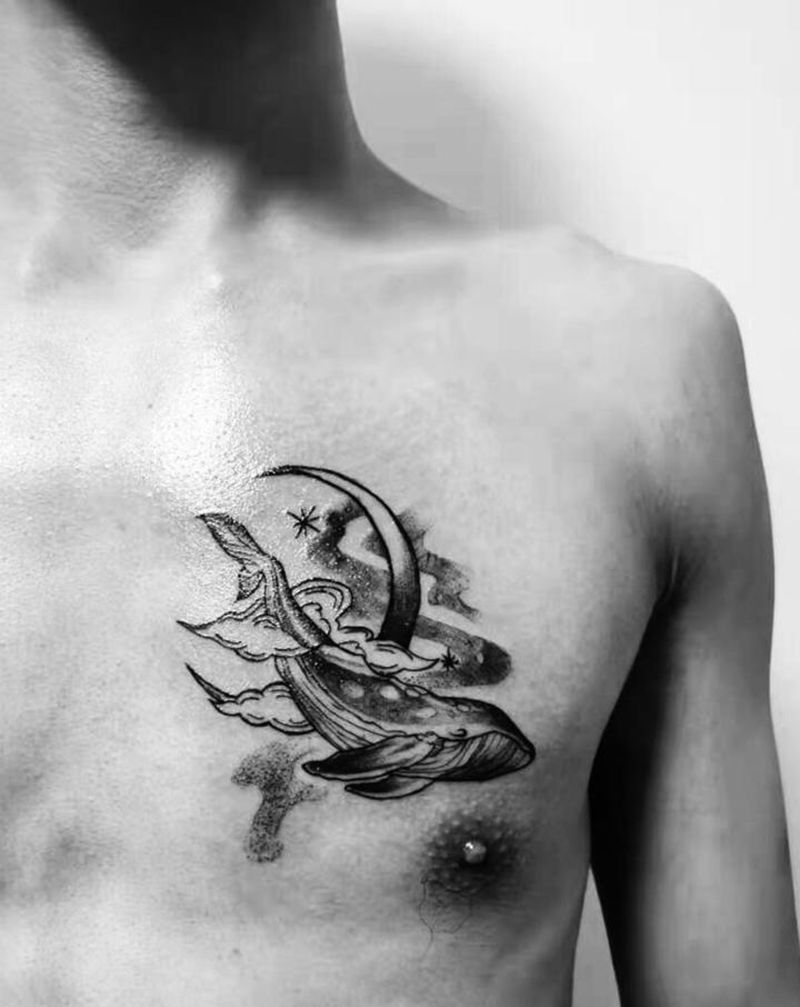 徒弟新作纹身图片_胸部纹身图案