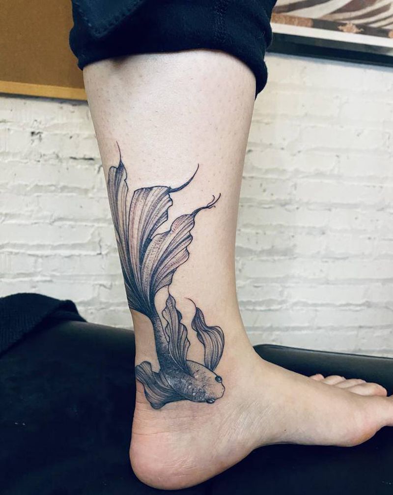 遮盖纹身图片_脚部腿部点刺纹身图案