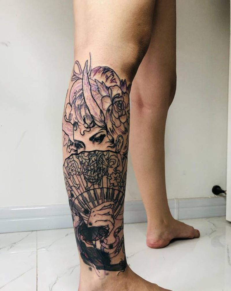 未完待续纹身图片_腿部纹身图案