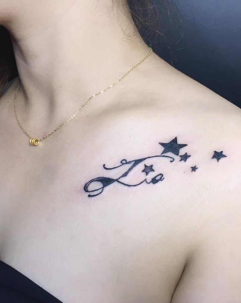 小清新纹身图片_胸部纹身图案