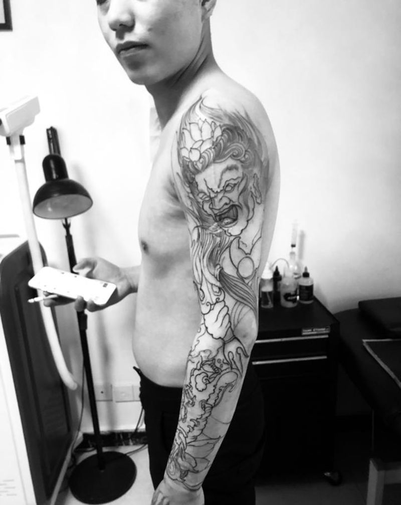 不动明王纹身图片_手臂新传统纹身图案