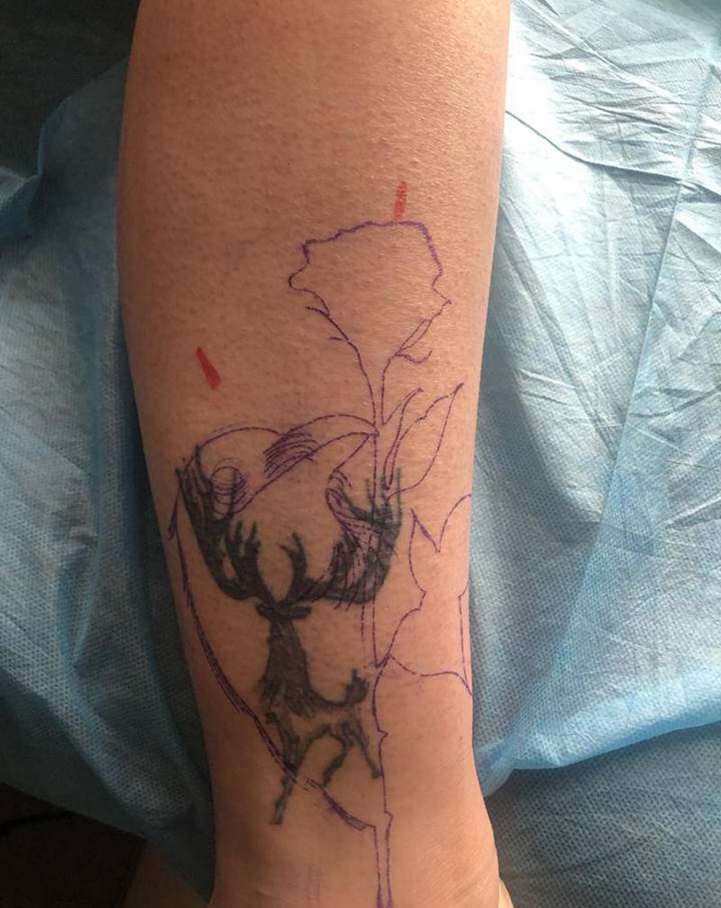 暗黑系纹身图片_腿部图腾纹身图案