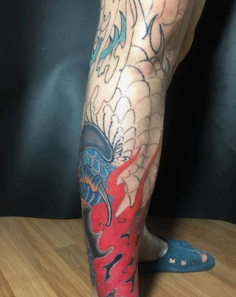 花腿纹身图片_腿部纹身图案