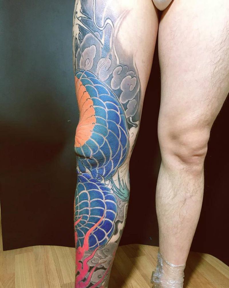 花腿纹身图片_腿部纹身图案