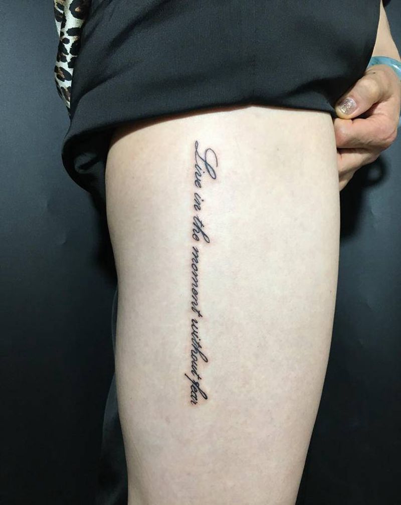 勉励自己纹身图片_腿部纹身图案