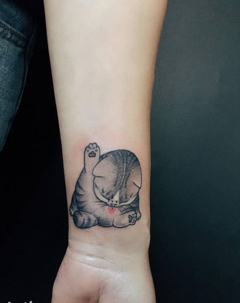 猫咪纹身图片_手臂纹身图案