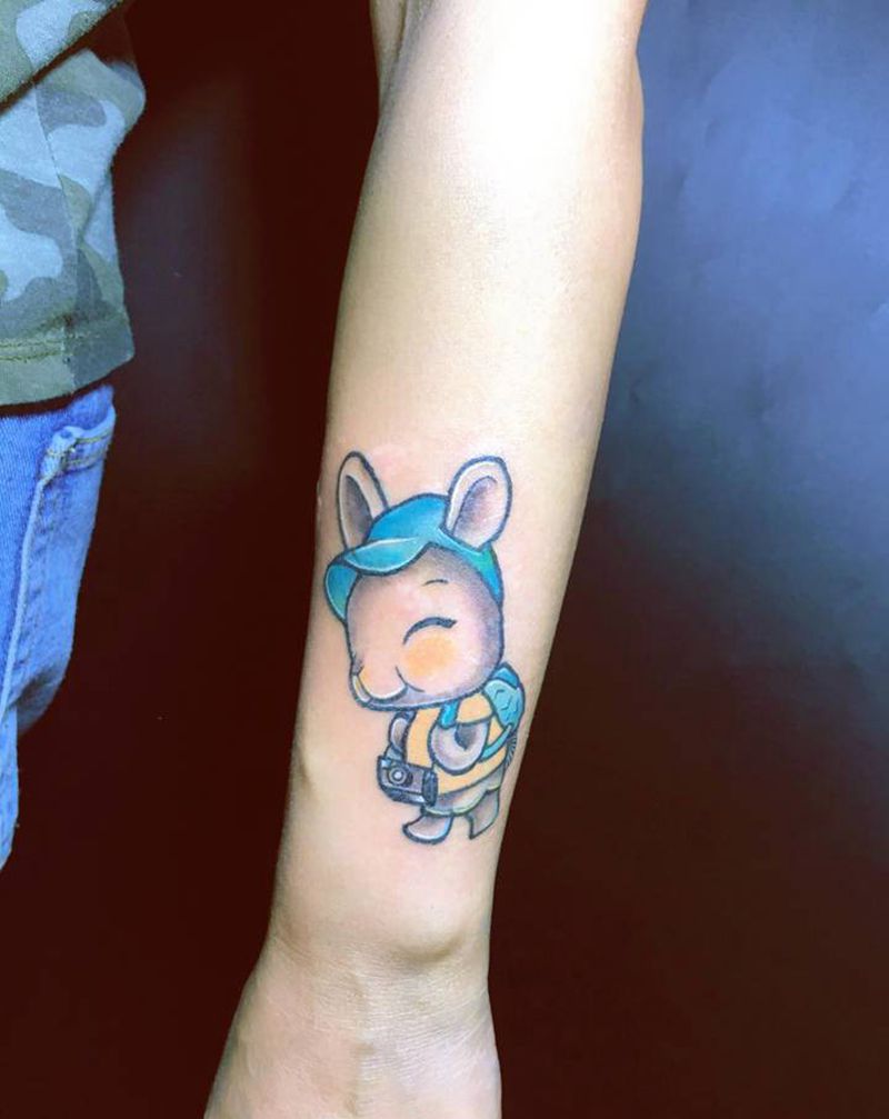 小兔子遮盖疤痕纹身图片_手臂New School纹身图案