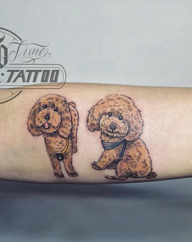 客人的狗子们纹身图片_手臂纹身图案