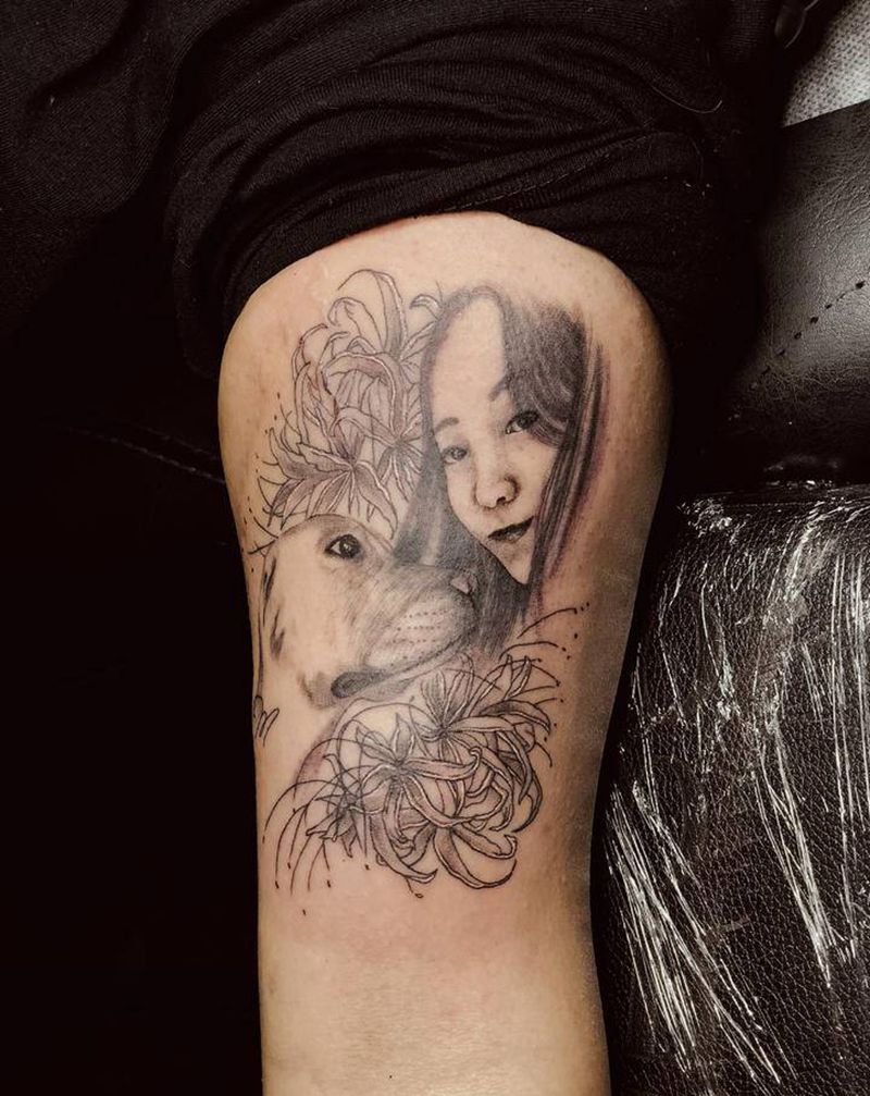 素描人像纹身图片_手臂欧美写实纹身图案